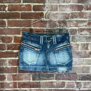 Y2K skater punk jean mini denim skier size small big zip Brazilian denim